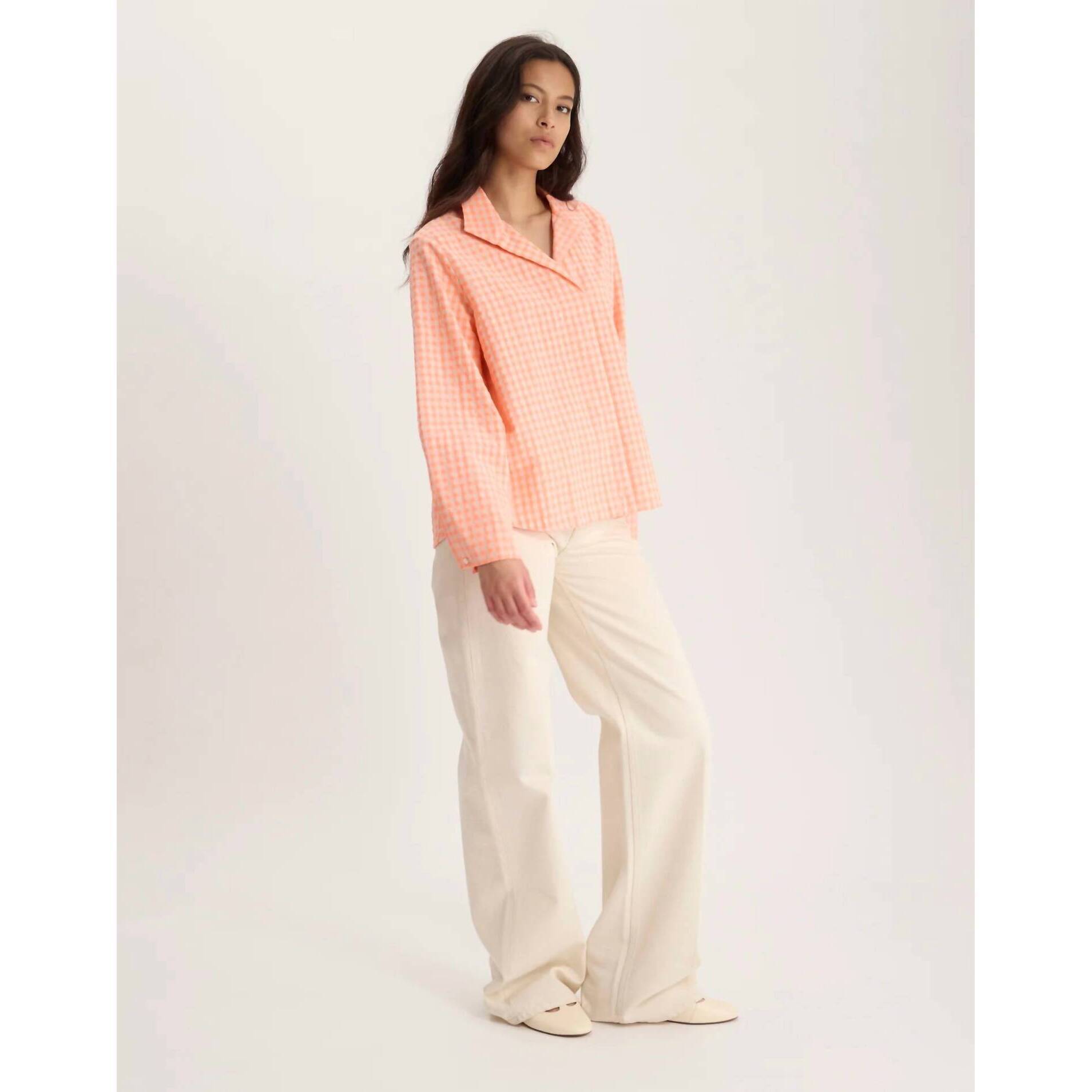 New Ines De La Fressange Noa Long Sleeve Top In Orange Beige
